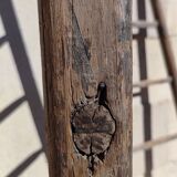 Two weathered wooden ladders H.135 cm