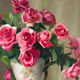 Tombée de roses, huile sur toile signé Miller Ranson