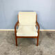 Fauteuil sénateur par Ole Wanscher pour France et Søn, teck et velours, années 1960.