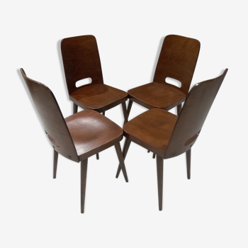 Suite of 4 Chairs by Bistrot Baumann year 1950