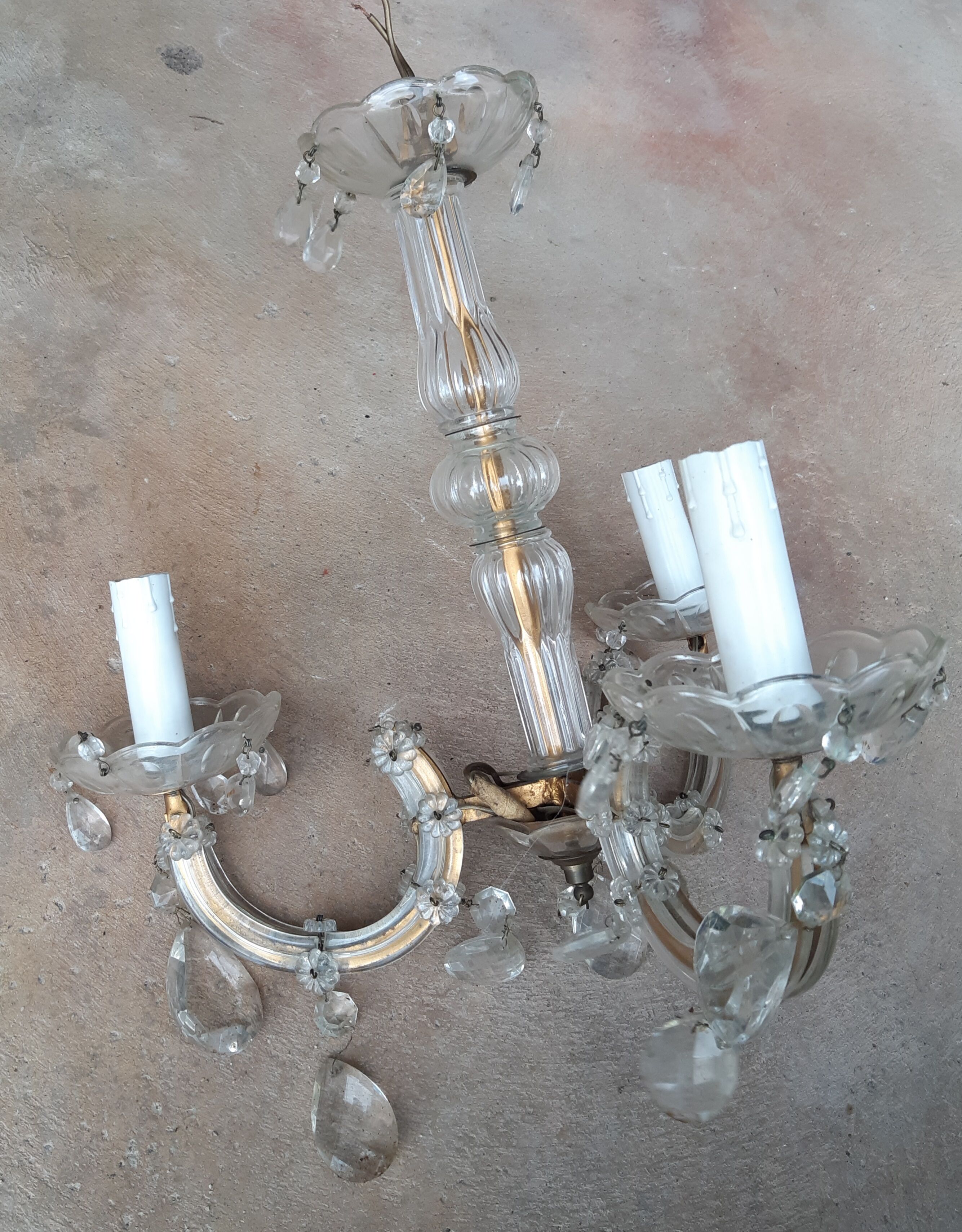 Glass tassel chandelier, 3 burners, 50