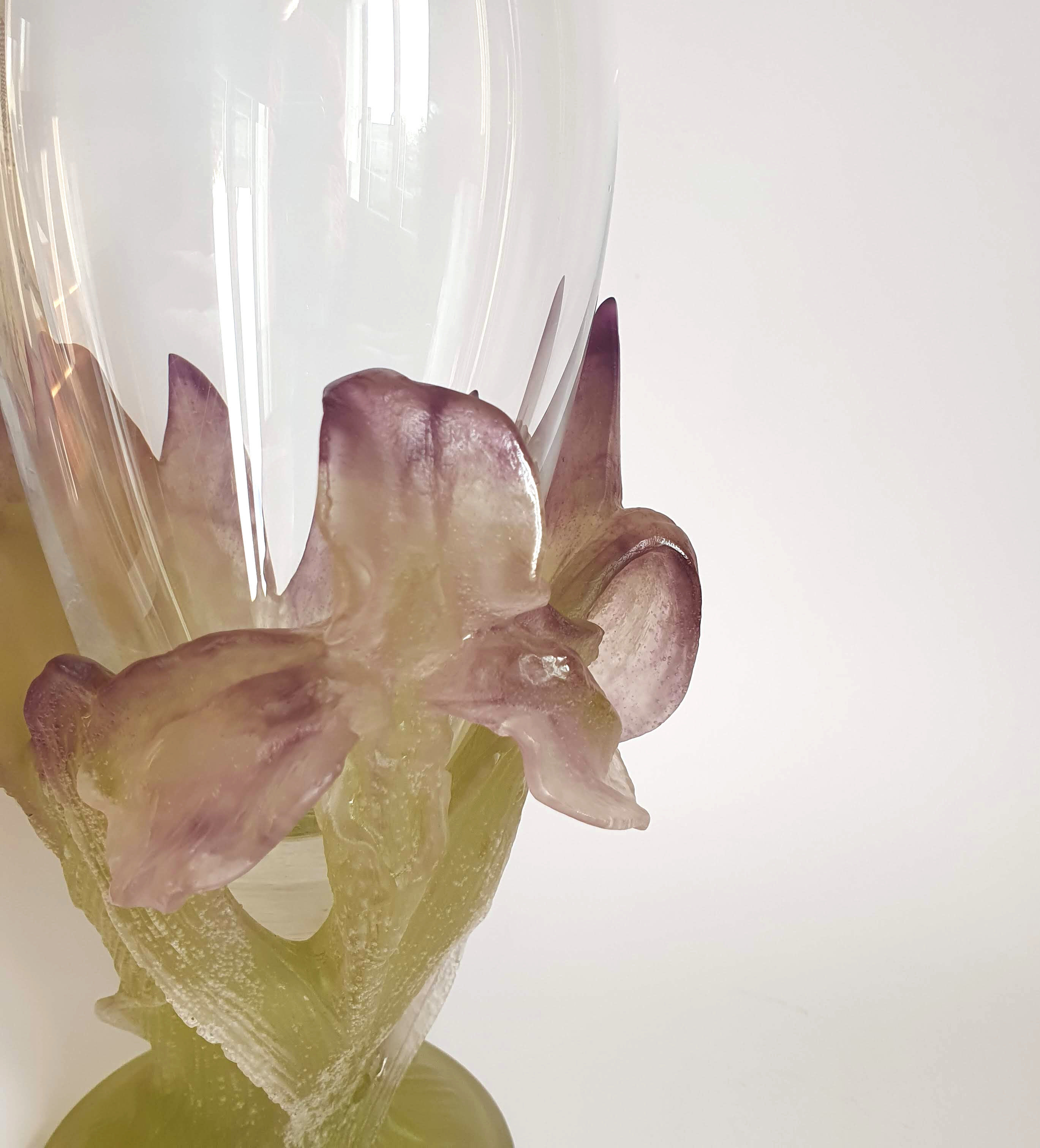 Daum vase from the Iris collection in crystal and glass paste