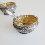1900. Paire de salerons argent et vermeil