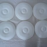 6 assiettes a huitres barbotine moulin des loups  bleu gris 1492 faience ancienne