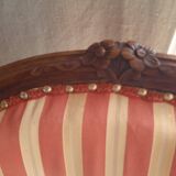 Pair of armchairs + stool in antique Louis XV style