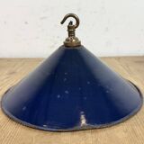 Industrial British Dark Blue Enamel Factory Pendant Lamp, 1950s