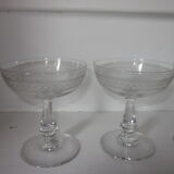 Set of 4 old champagne glasses