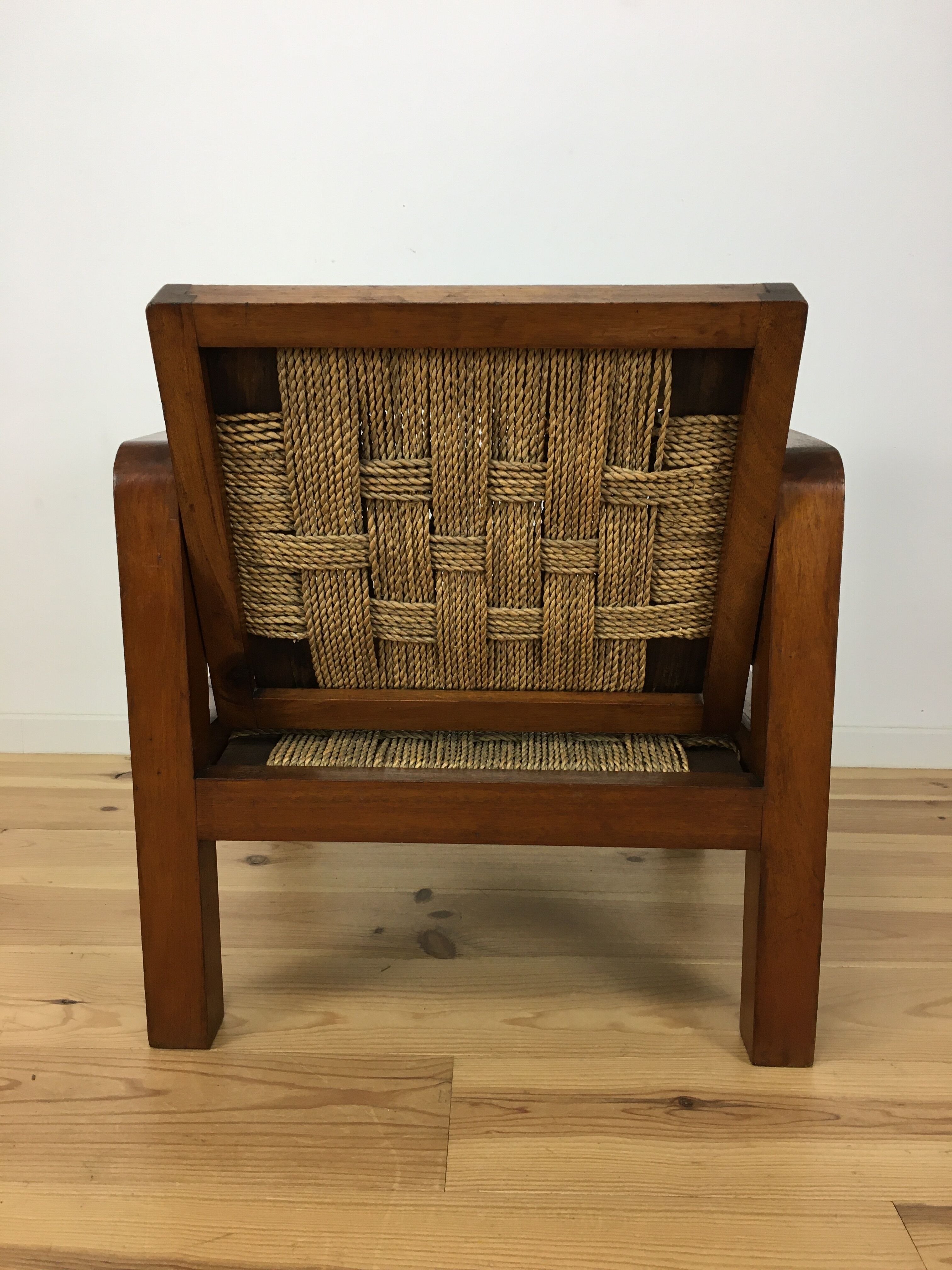 Art Deco rope armchair, made of wood