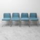 Set of 4 vintage metal and blue fabric chairs, 1970s modernist