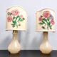 Pair of Murano Glass Table Lamps by Gino Cenedese with Floral Lampshades