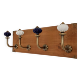 Vintage STYLE wall coat rack – purple metal and ceramic hooks