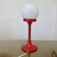 Tulip foot lamp, 1970, red lacquered aluminium and opaline