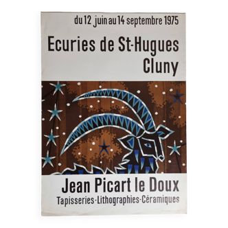 Original vintage exhibition poster after Jean Picart le Doux, 1975, 48 x 67 cm