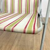 Vintage children's folding armchair in metal and striped canvas