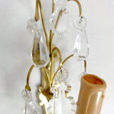 Set of 4 gilt bronze wall lights, crystal papillae
