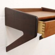 Floating nightstand  in teak wood by Sigfred Omann for Olholm Mobelfabrik