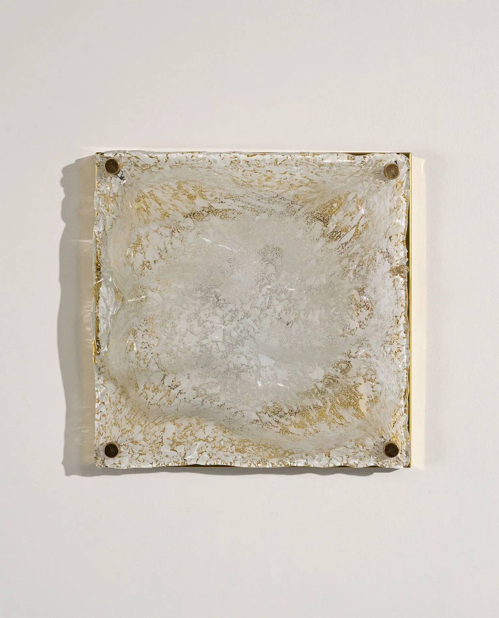 Sculptural Murano ice glass wall lamp, Italy 1970