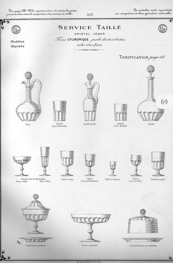 10 champagne cups in Baccarat crystal, circa 1910