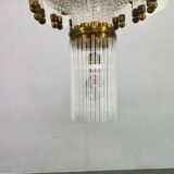 Czech Art Deco Brass and Glass Chandelier, 1950s
