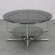 1970s Italian chrome tubular coffee table with smoked glass, round