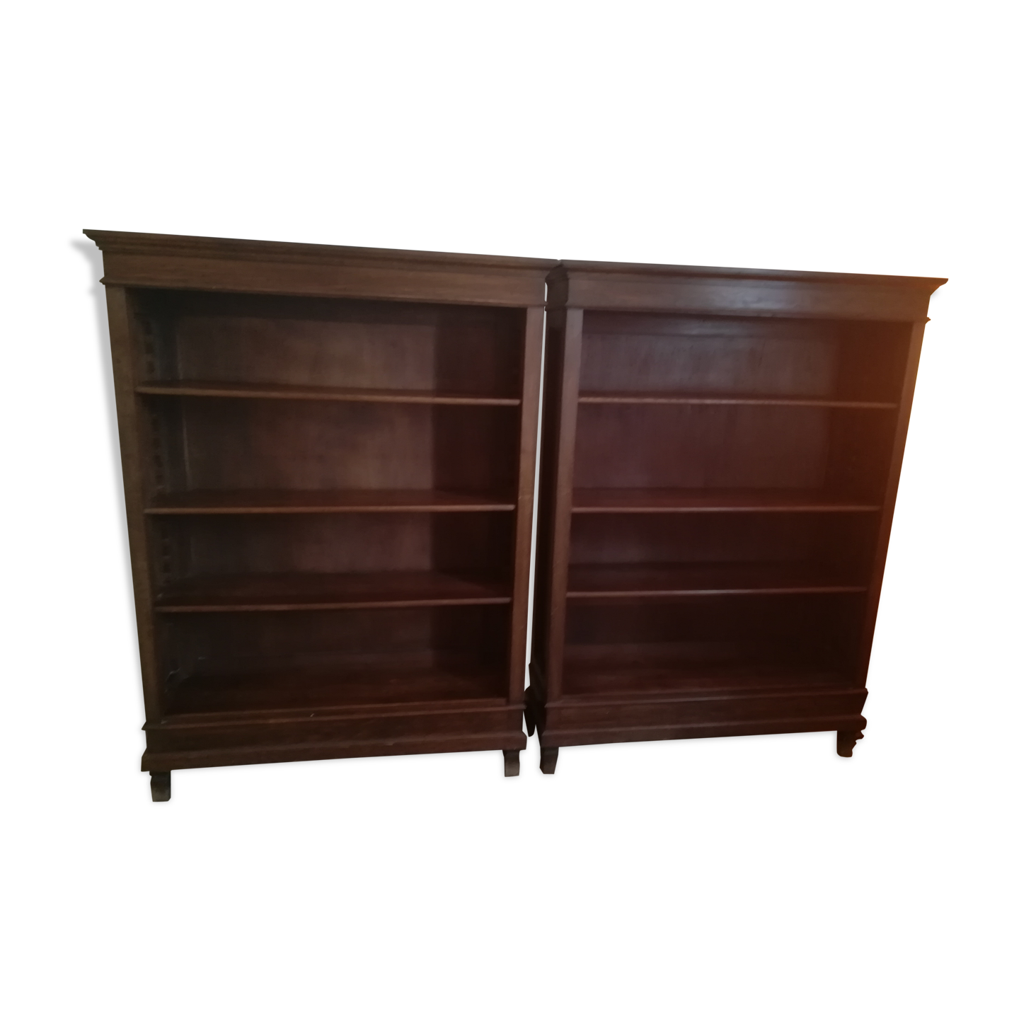 Pair of solid oak library