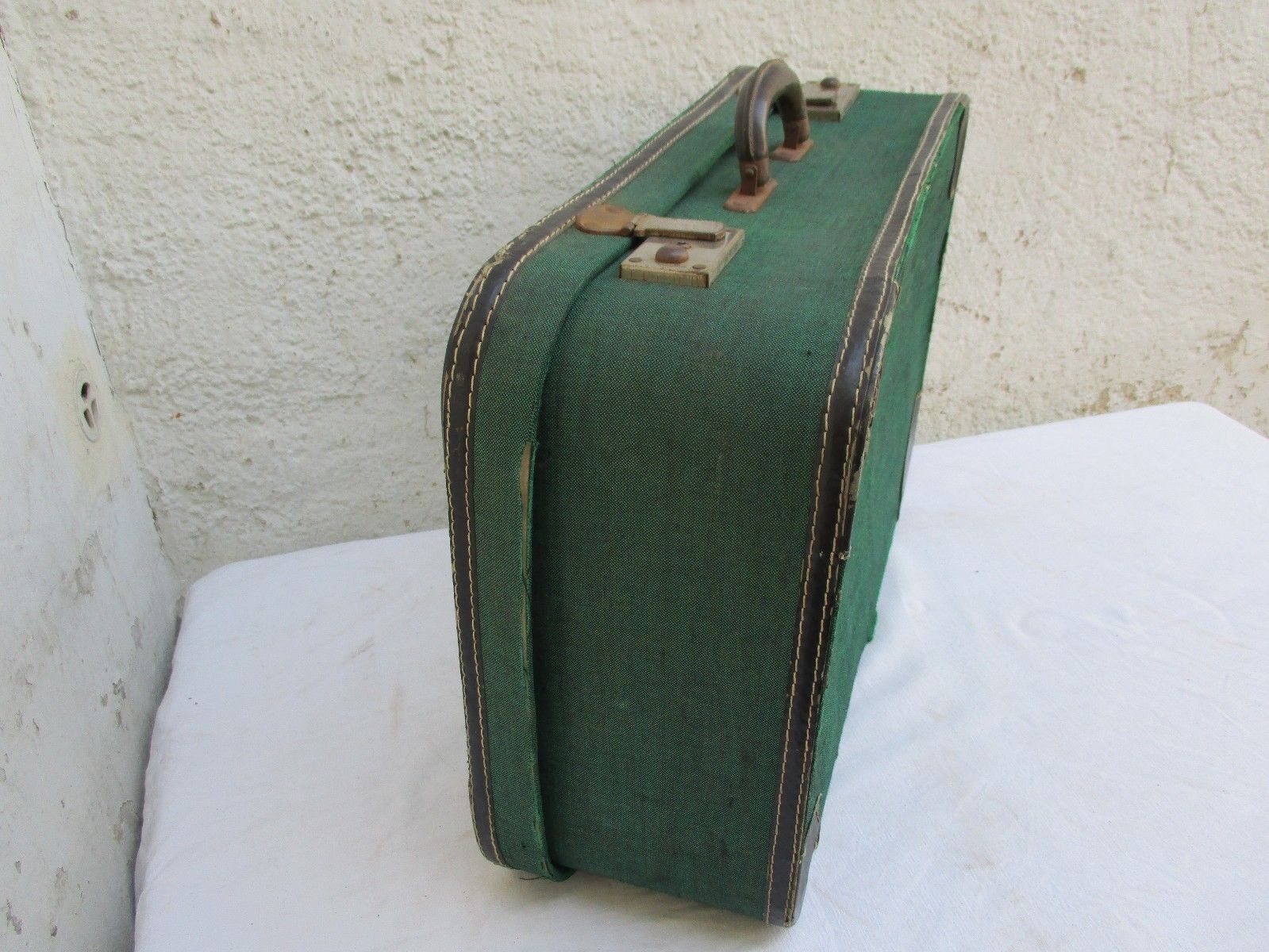 Vintage green luggage suitcase