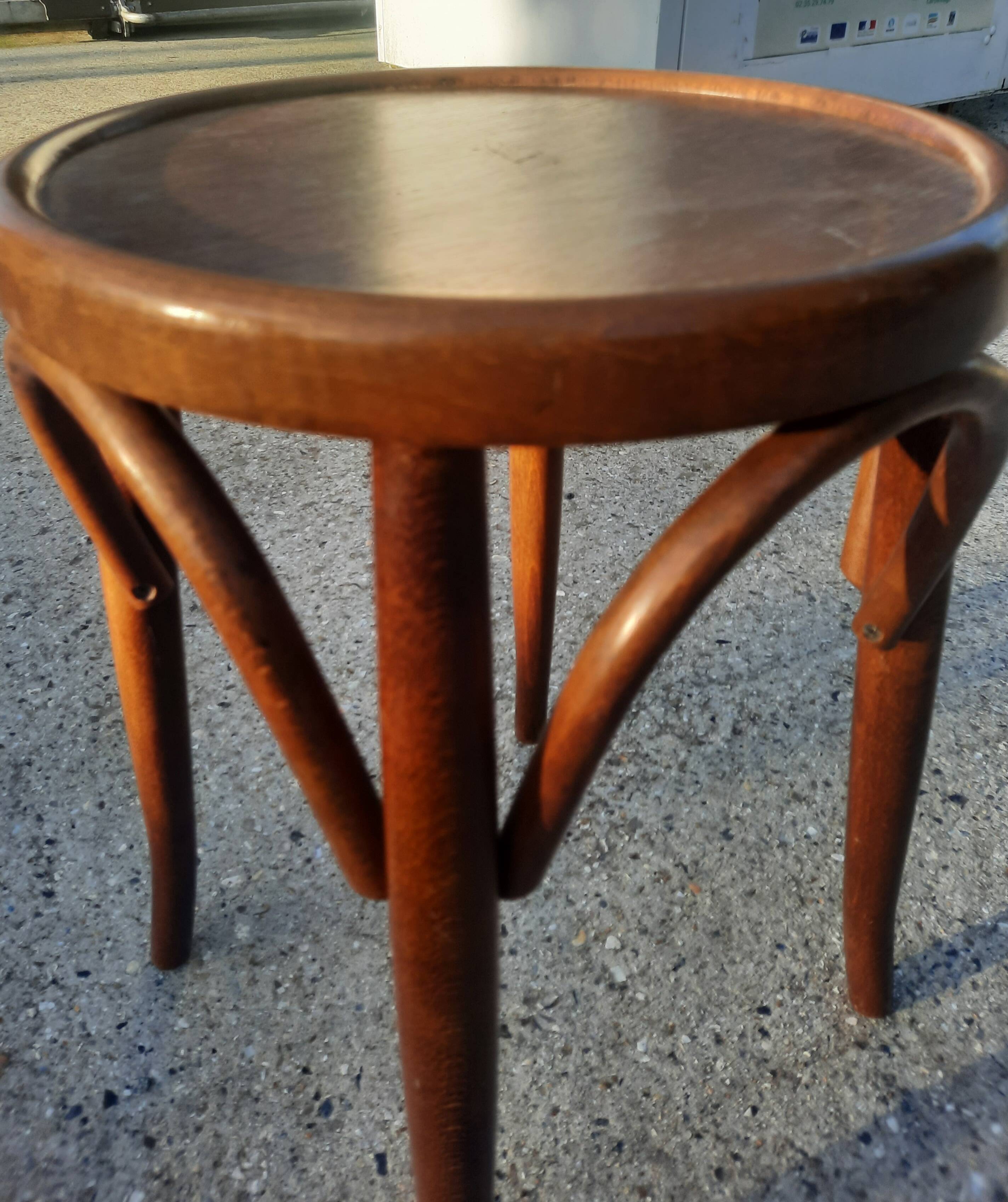 Thonet-style curved wooden stool