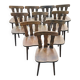 Serie de 10 chaises bistrot vintage en bois massif