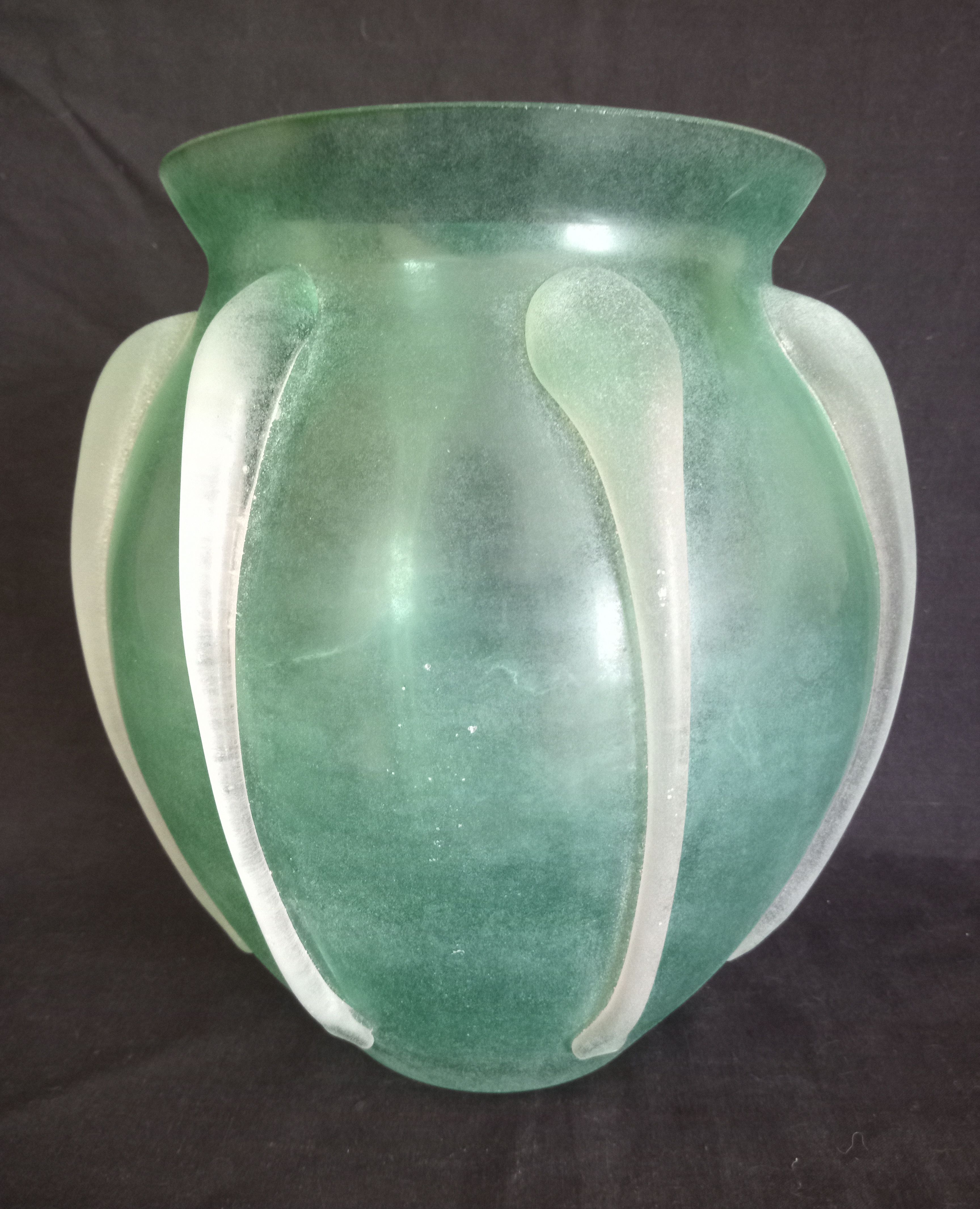 Vase in mint green glass paste, very decorative