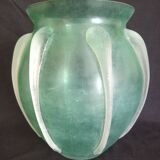 Vase in mint green glass paste, very decorative