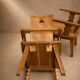 Paire fauteuils brutaliste chêne France Circa 1950