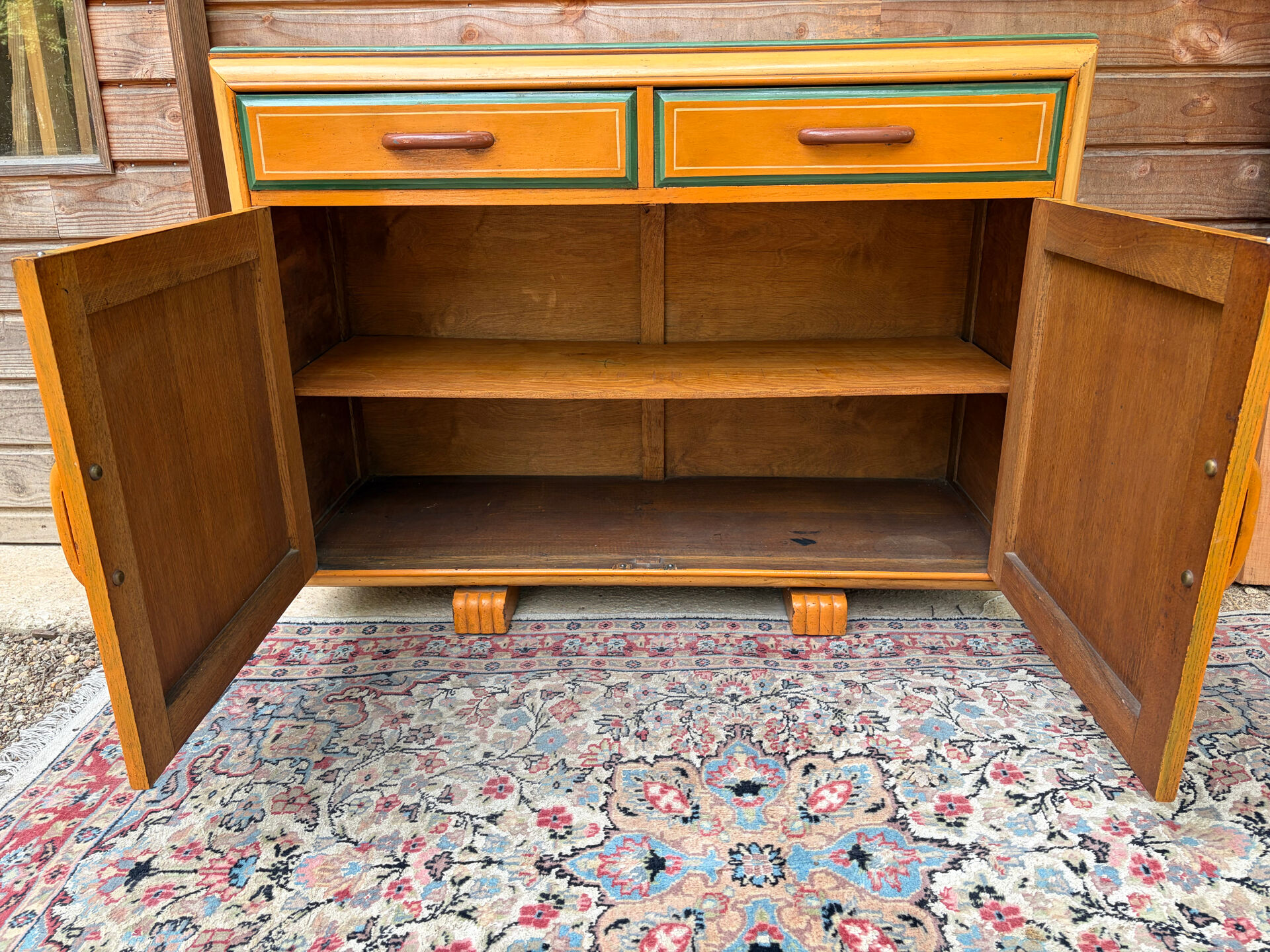 Low buffet / Art Deco sideboard (1930s) revamped in Folk / Bohemian style.