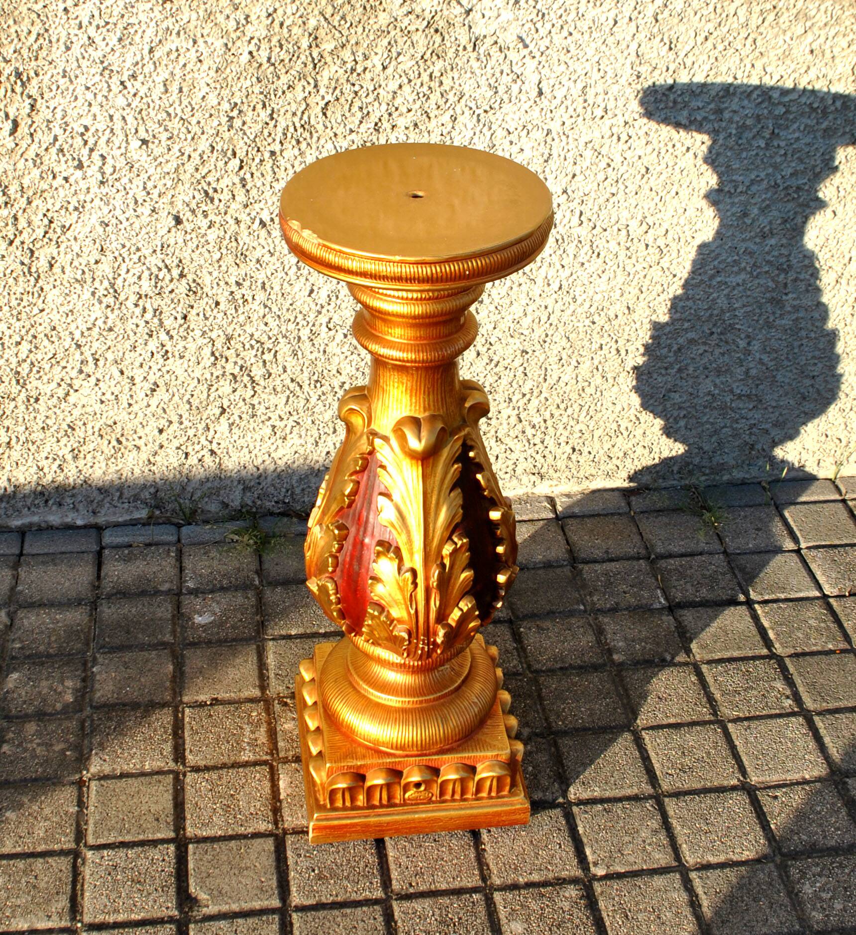 Decorative plaster column - gold lamp base - Creation JP France