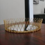 Miroir vintage en Fils de Laiton, modulable, Recouvert d'or fin, 1960-70