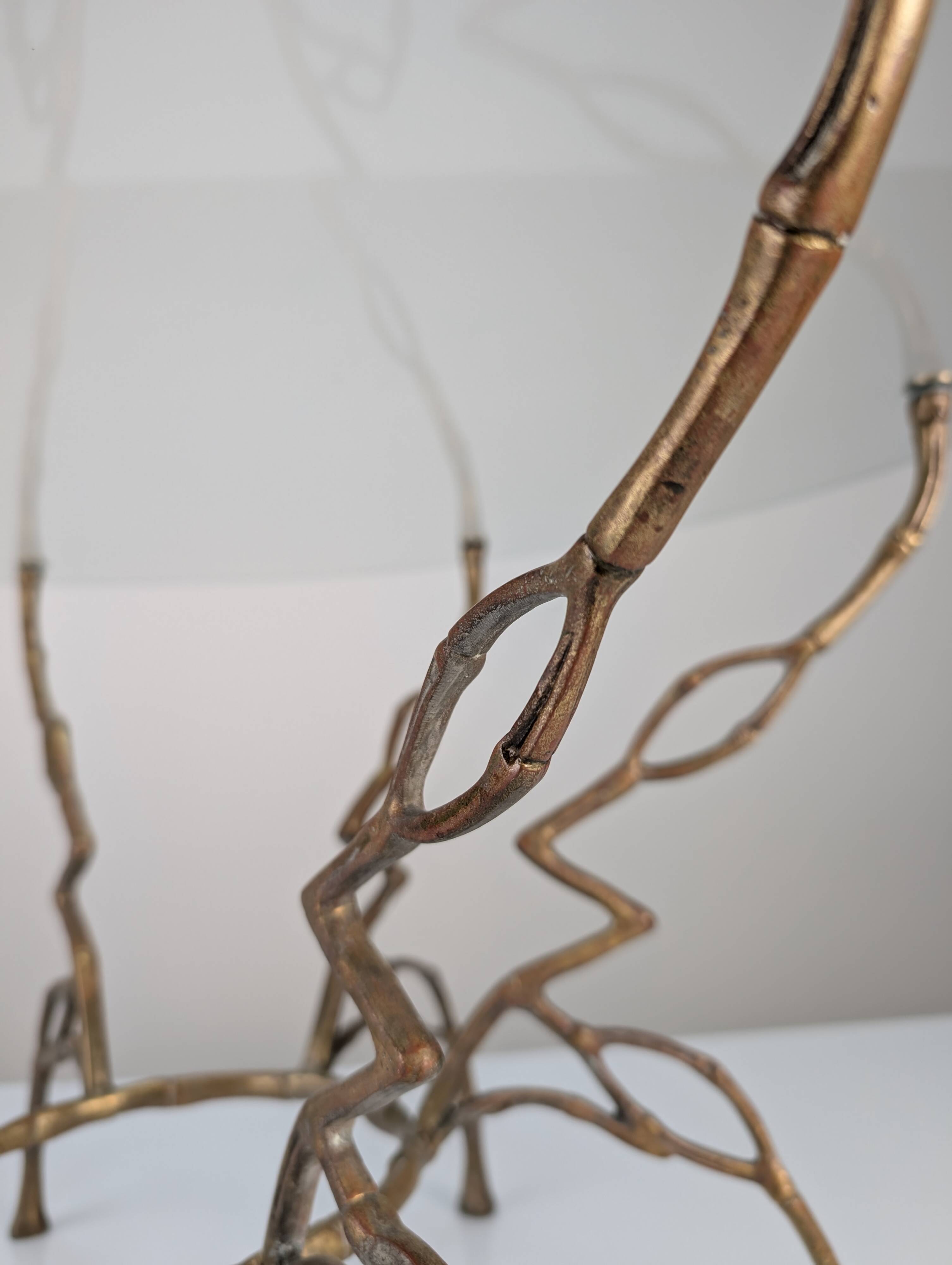 Zigzag Bronze Faux Bamboo Hollywood Regency Coffee Table, 1960s