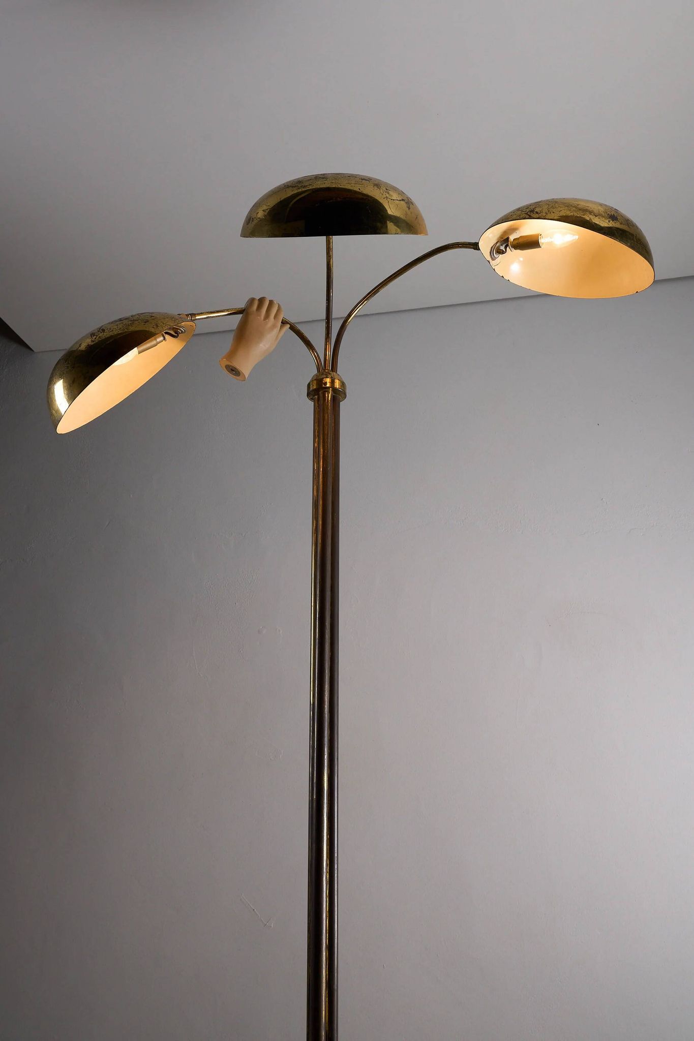 Mid-century Russian floor lamp with three adjustable brass shades