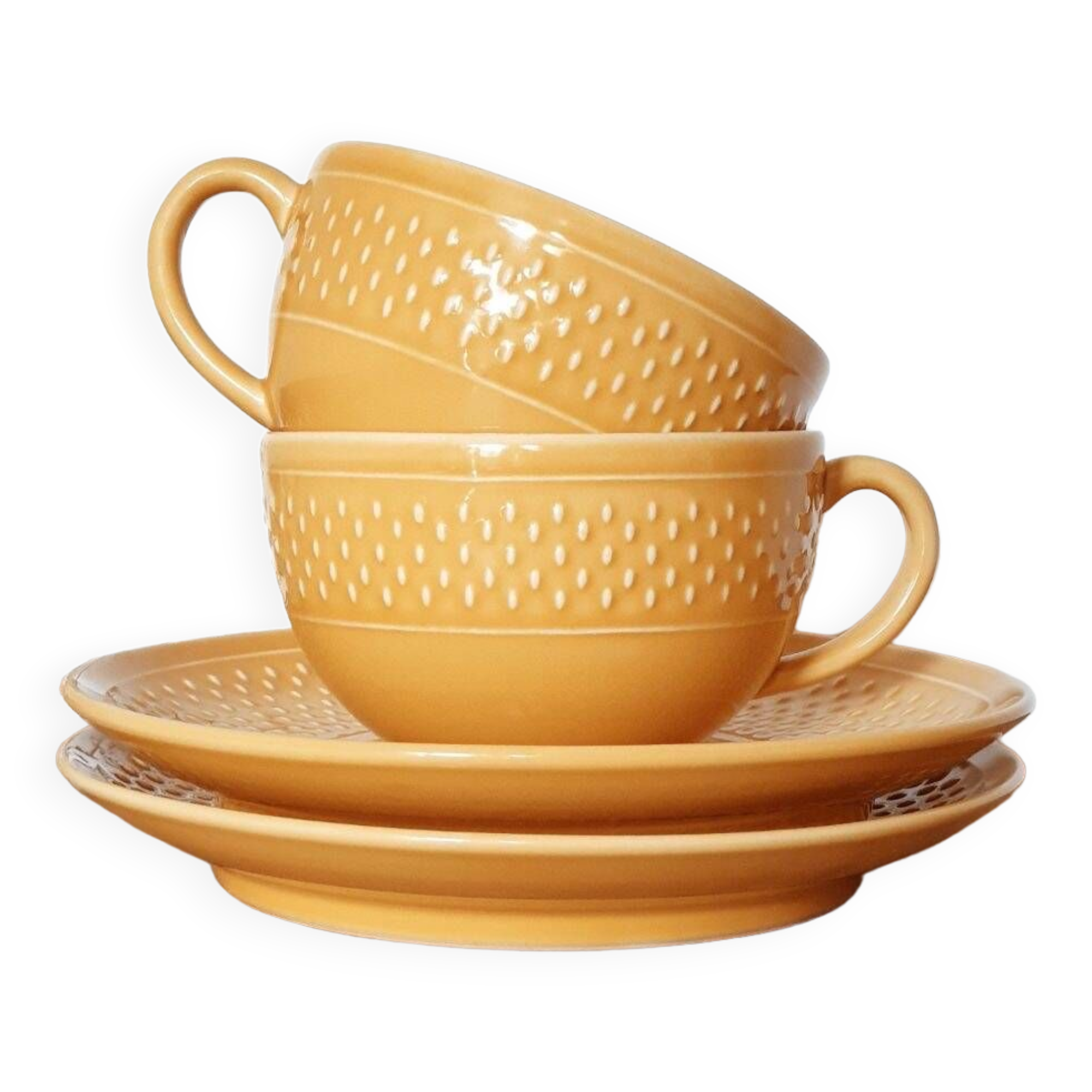 Duo of grain of rice cups and saucers