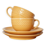 Duo of grain of rice cups and saucers
