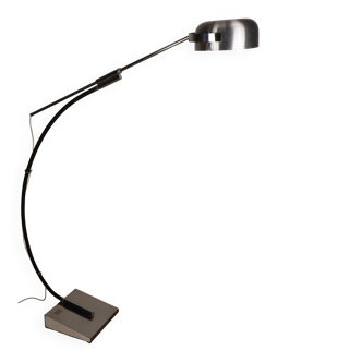Vintage arc floor lamp with a chrome metal balance, 1970.