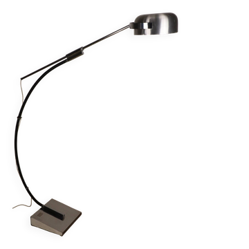 Vintage arc floor lamp with a chrome metal balance, 1970.