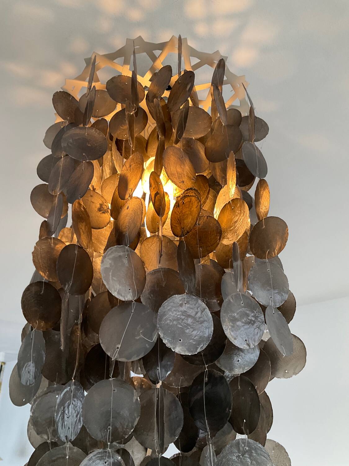 Vintage chandelier with mother-of-pearl pendants
