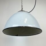 Industrial Grey Enamel Factory Lamp with Cast Iron Top from Zaos, 1960