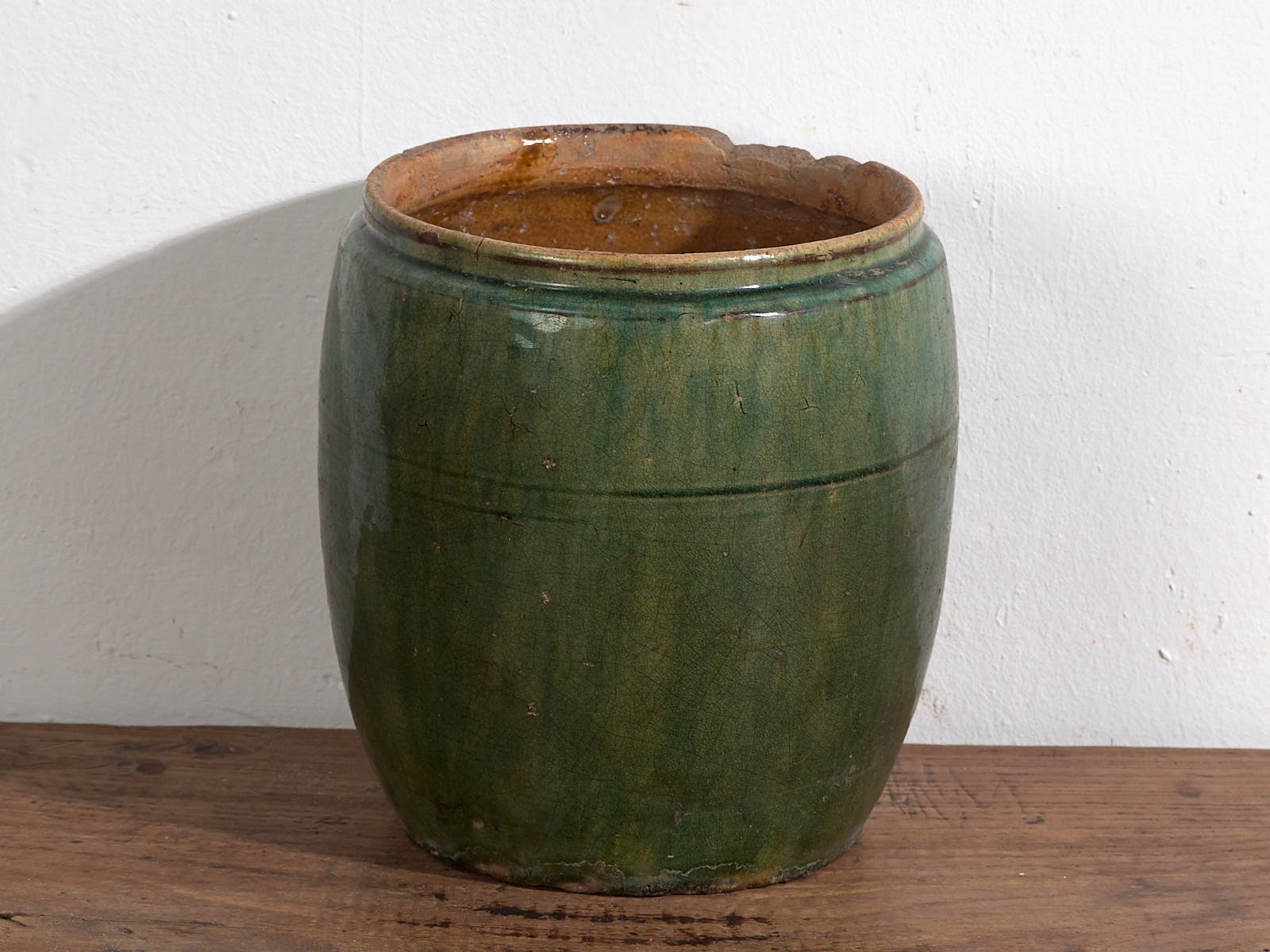 Ancient emerald green enamelled jar (circa 1820) #2