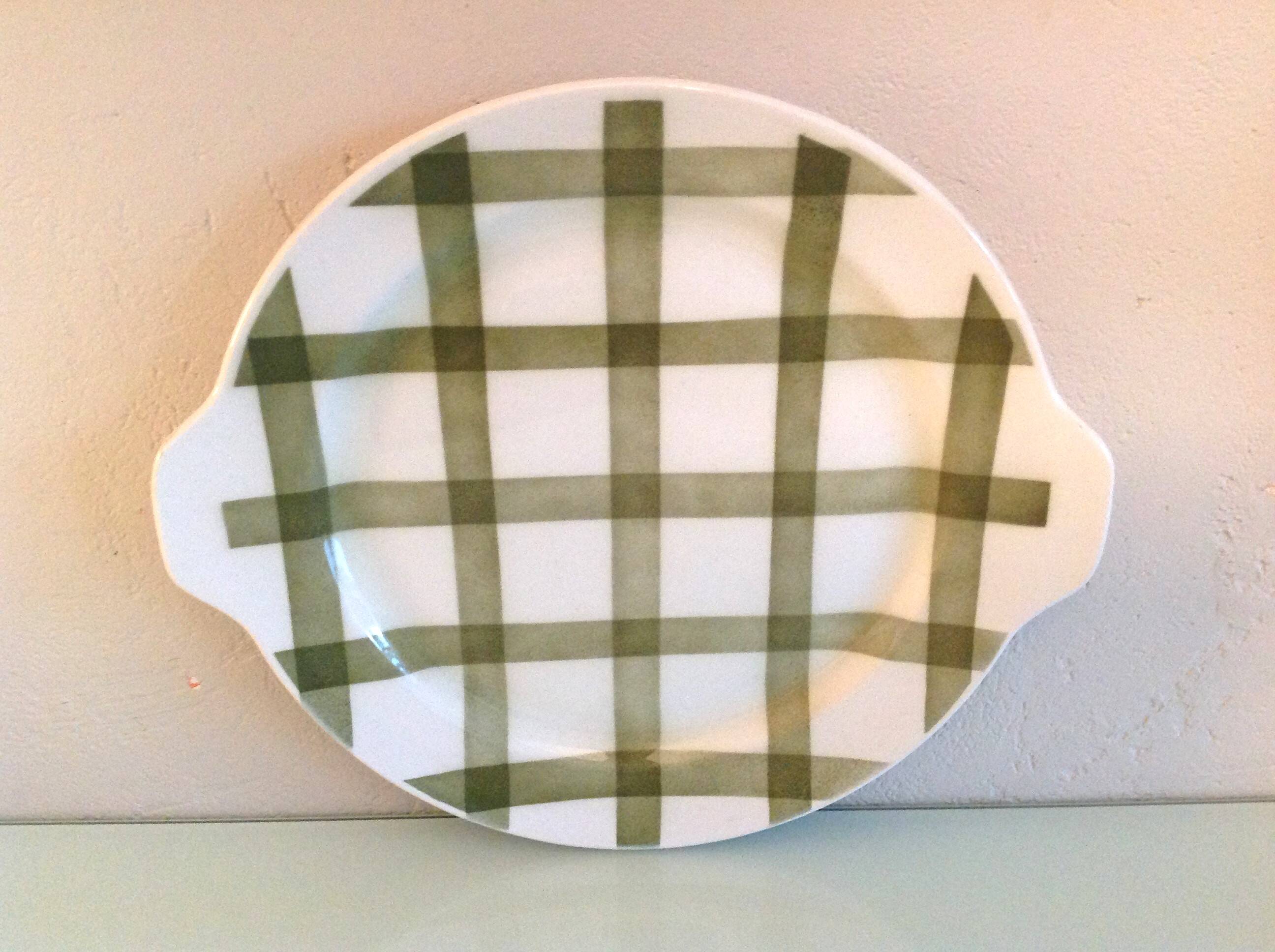 Moulin des Loups pie dish green tablecloth model / 50s-60s