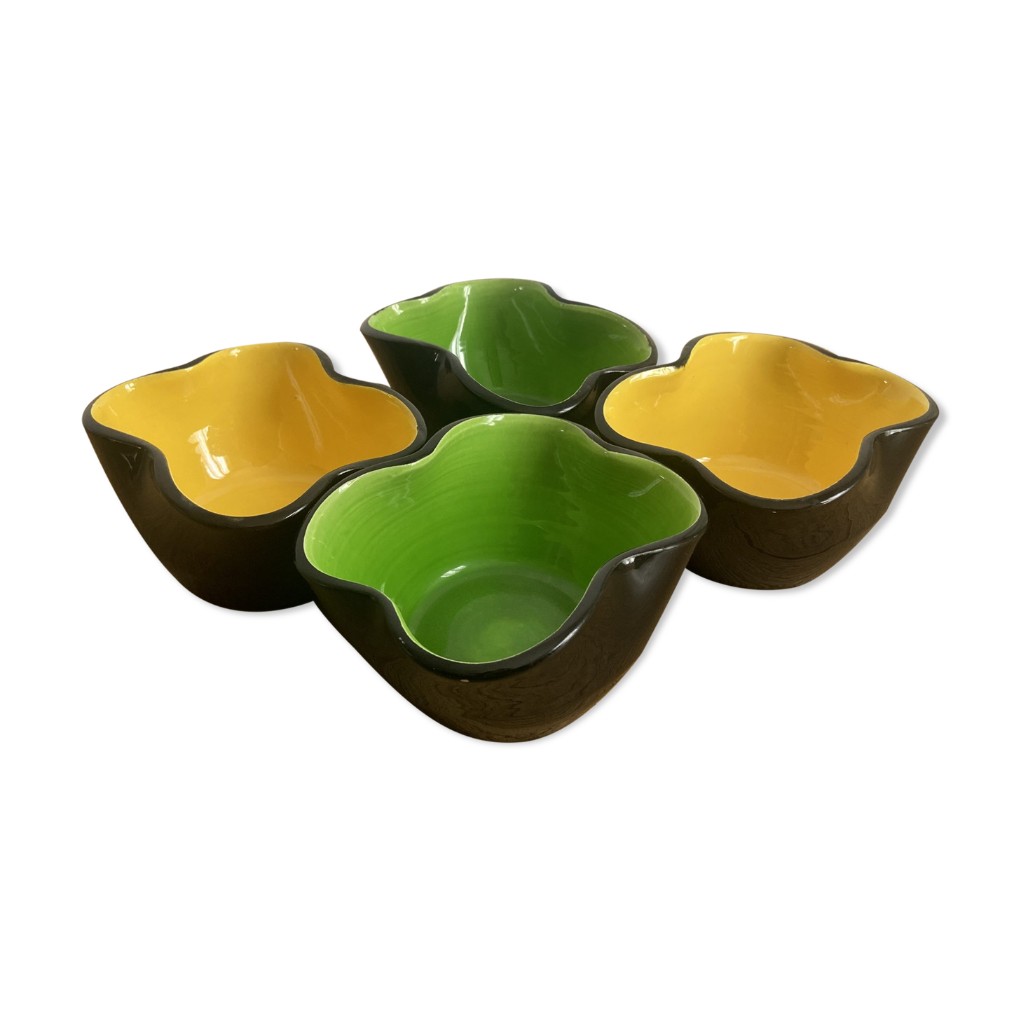 Set of 4 ceramic bowls or empty pockets from the Kéramos workshop in Sèvres, 1950