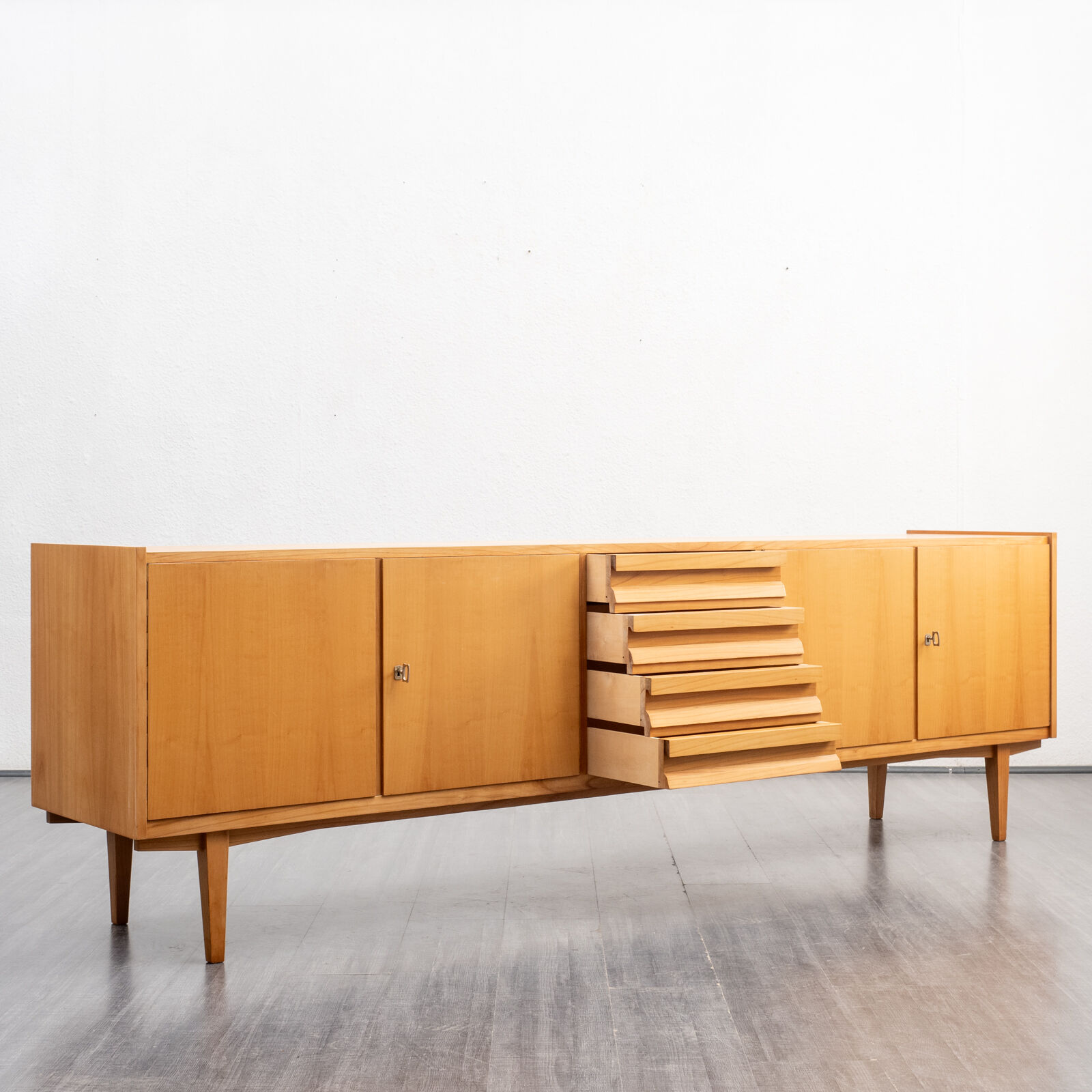 Enfilade années 60, cerisier, restauré, 250cm