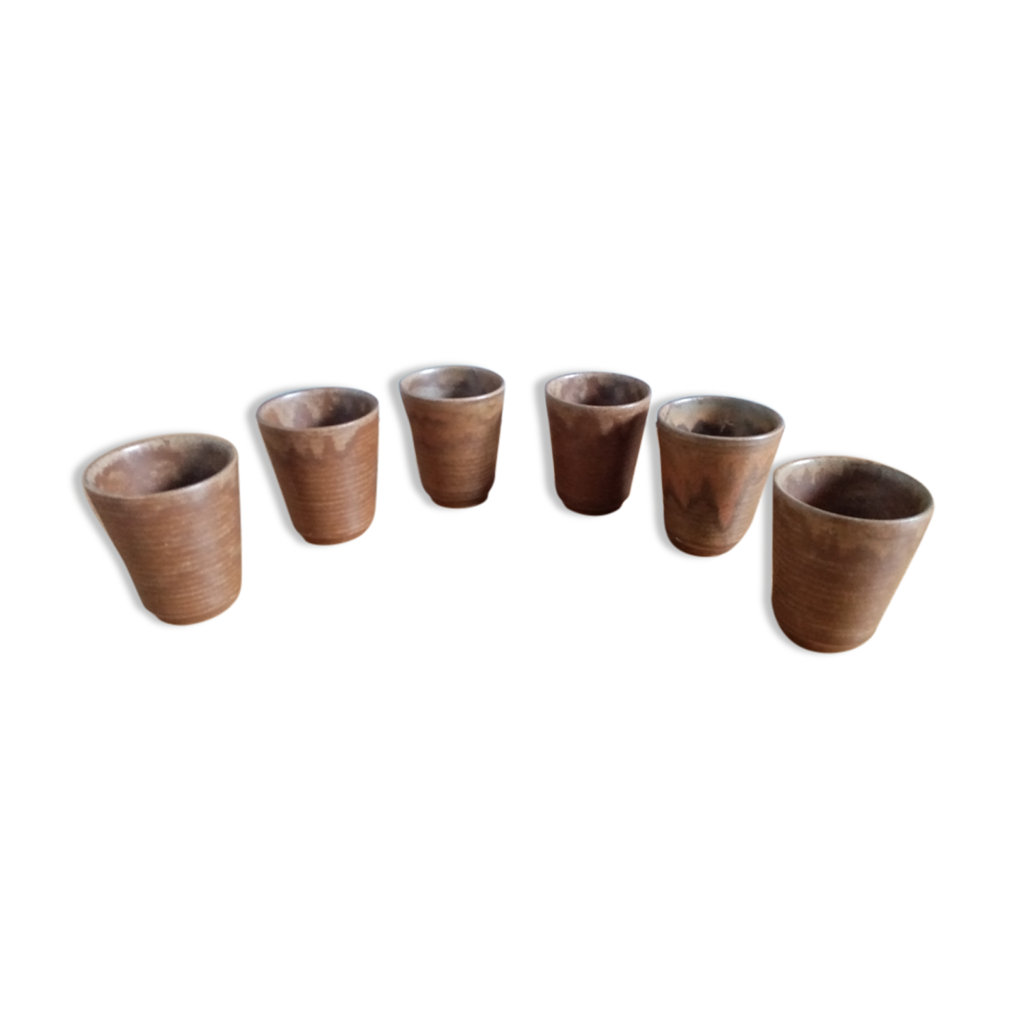 cups or glasses of enamelled sandstone, set of six