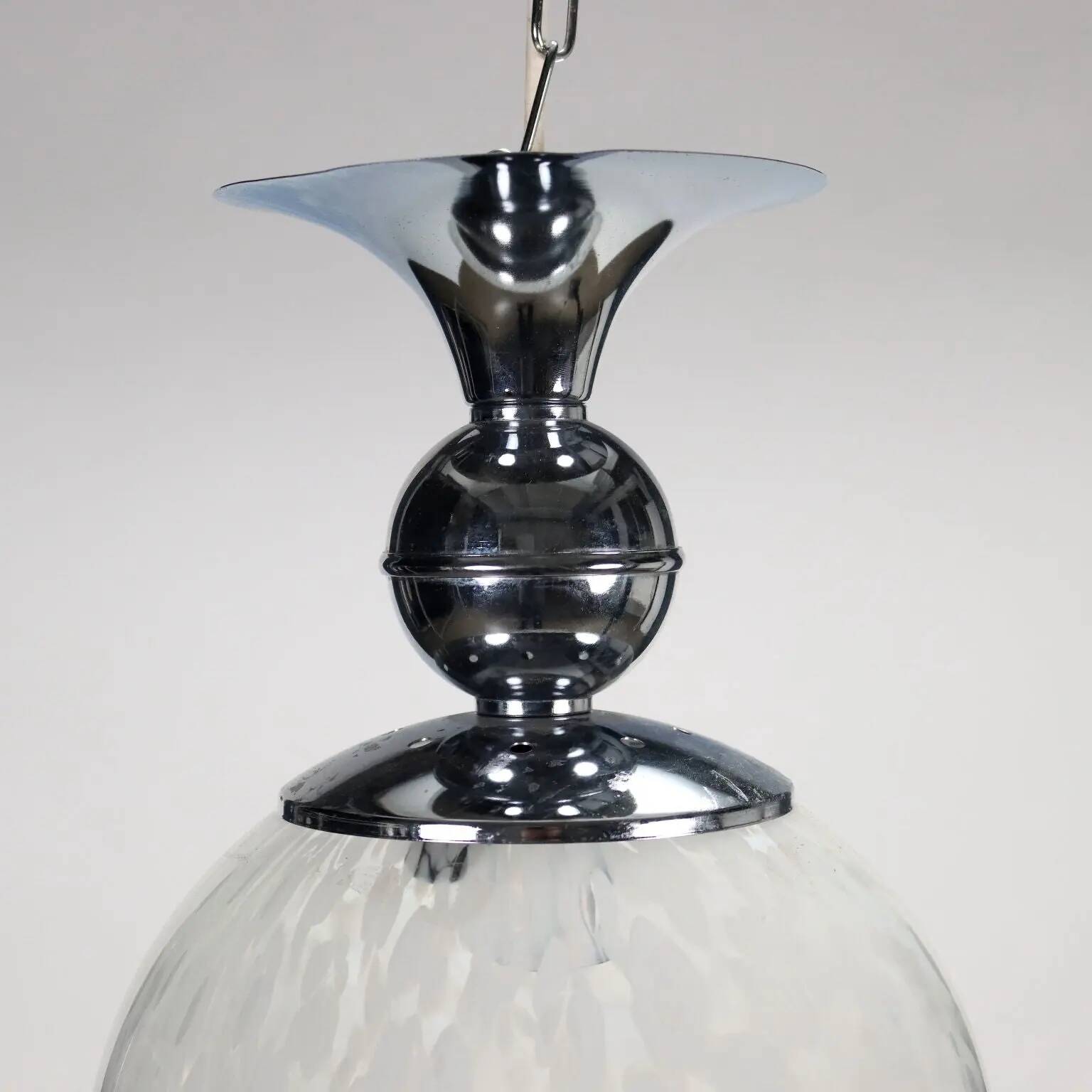Group of 2 chrome metal and glass lamps, Italy, 1960s