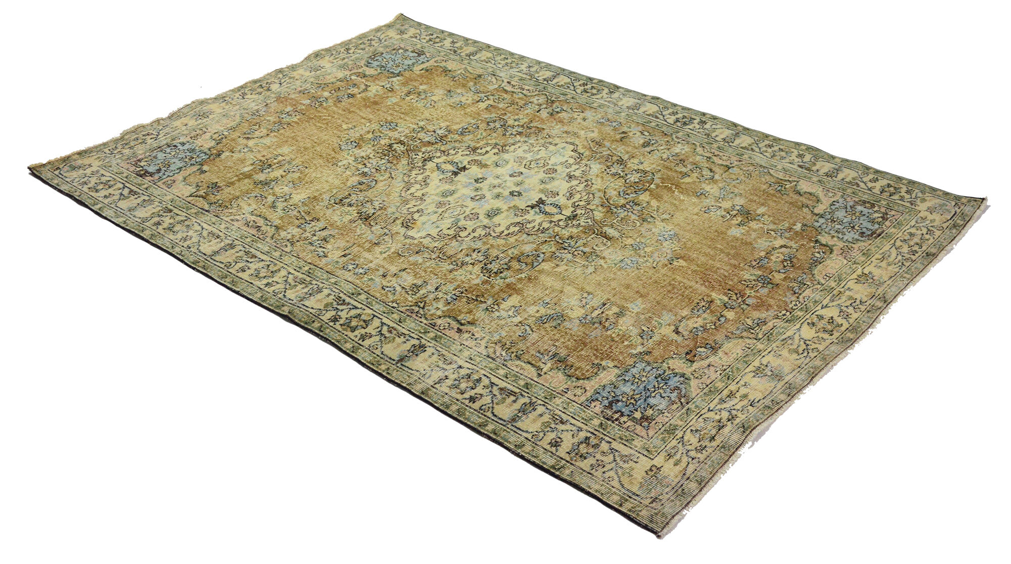 Anatolian handmade vintage rug 255 cm x 177 cm