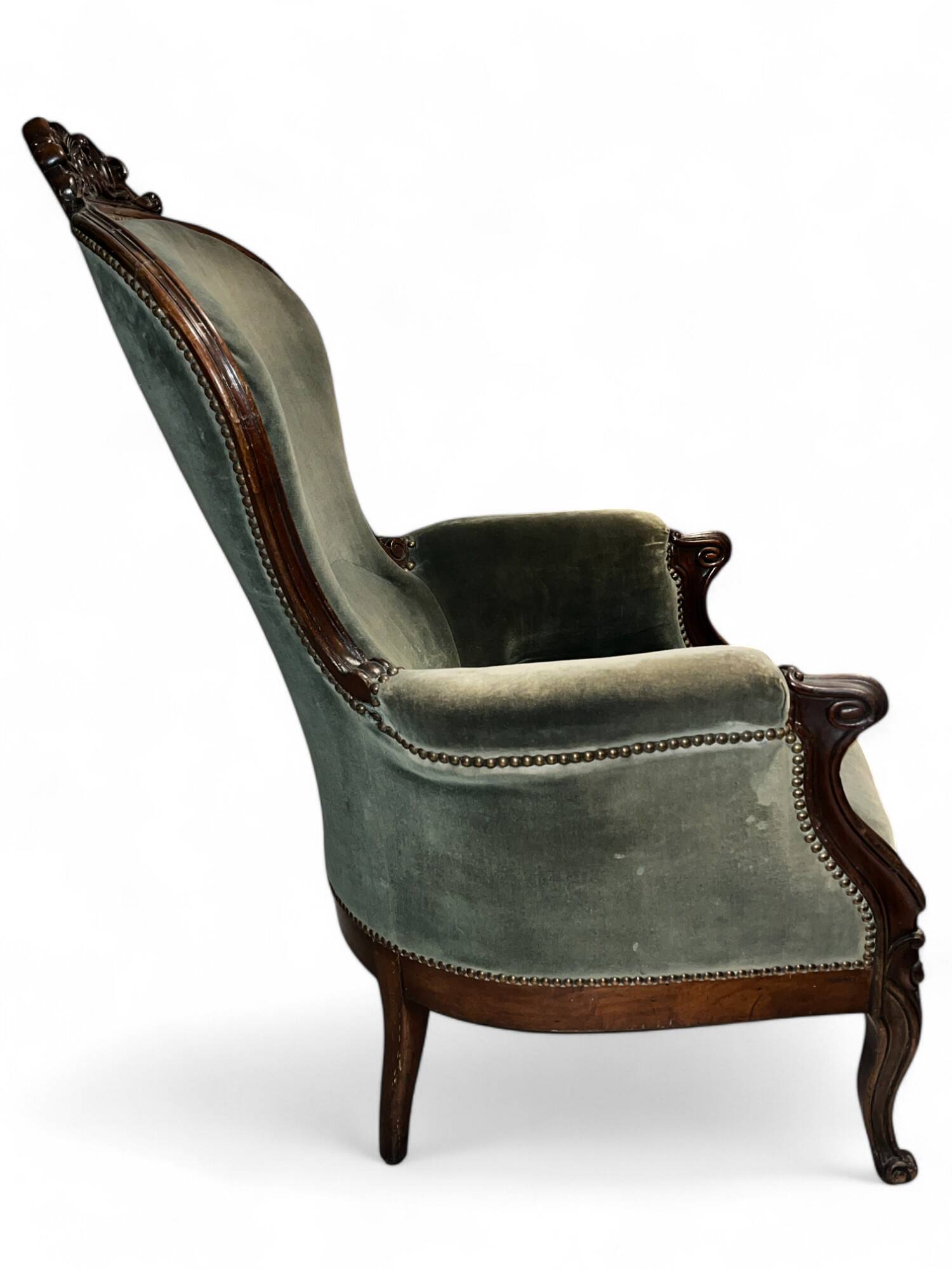 Mahogany and velvet Napoleon III shepherdess, late 19th century